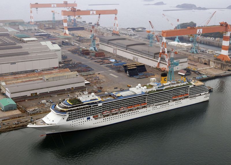 FILE PHOTO: Aerial view shows Italian cruise ship Costa Atlantica