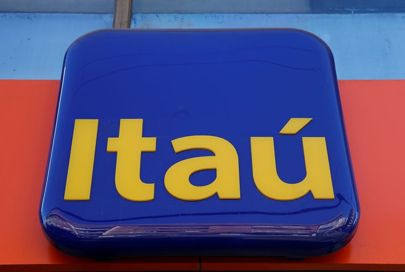 A logo of Itau bank is seen in a branch