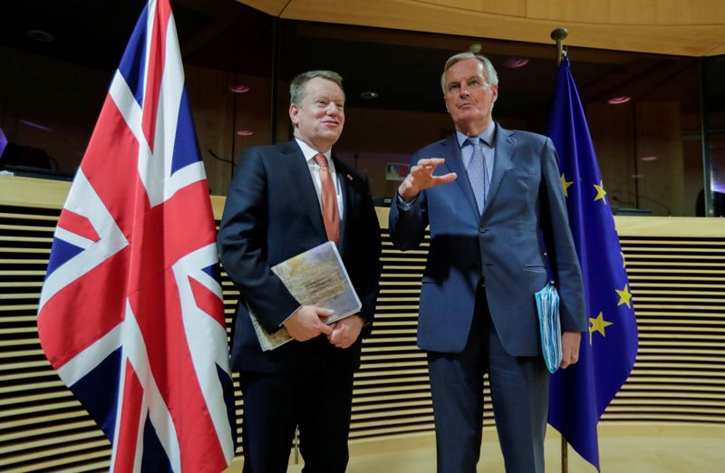 FILE PHOTO: European Union chief Brexit negotiator Michel Barnier and