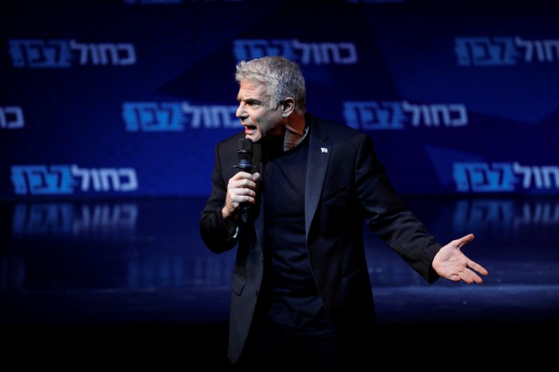 FILE PHOTO: Co-leader of Blue and White party, Yair Lapid,