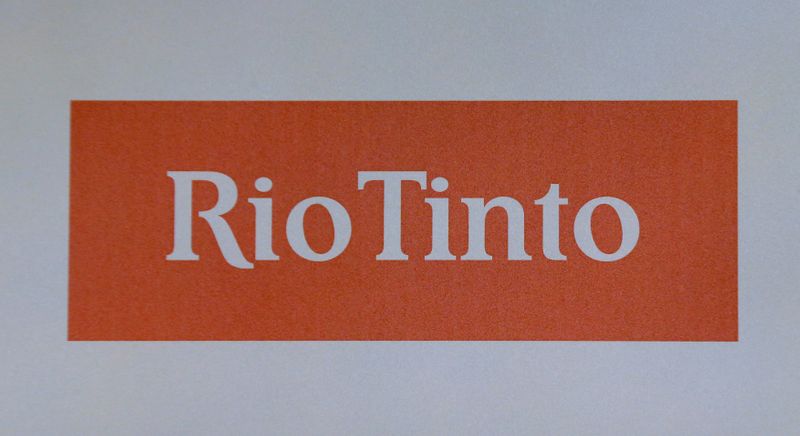 The Rio Tinto mining company’s logo is photographed at their
