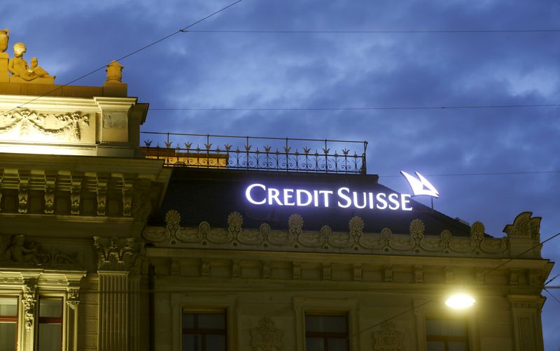 FILE PHOTO: Logo of Swiss bank Credit Suisse is seen