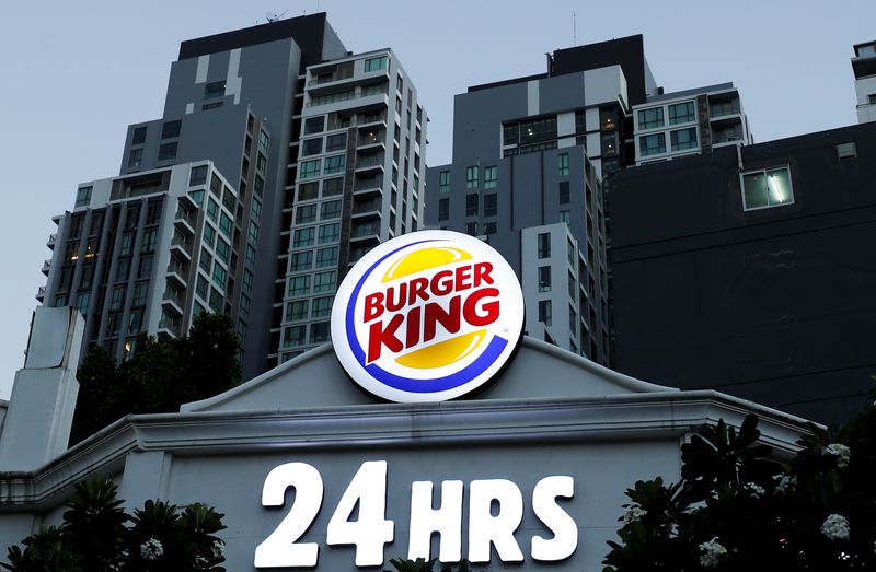 A Burger King logo is seen outside a restaurant in