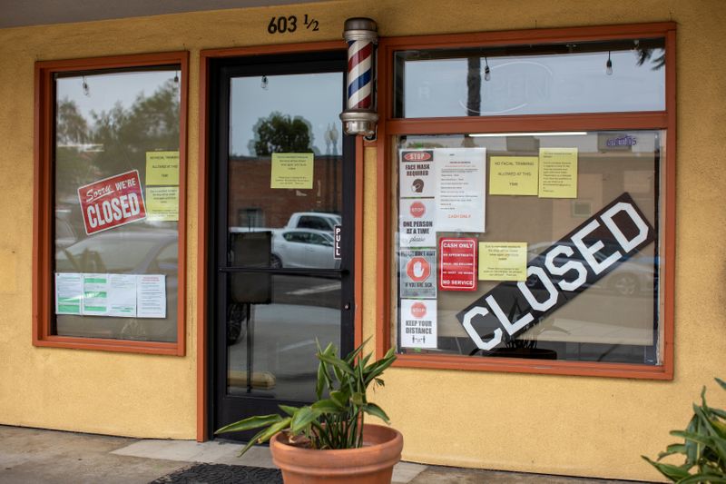FILE PHOTO: A closed barber shop is shown during the