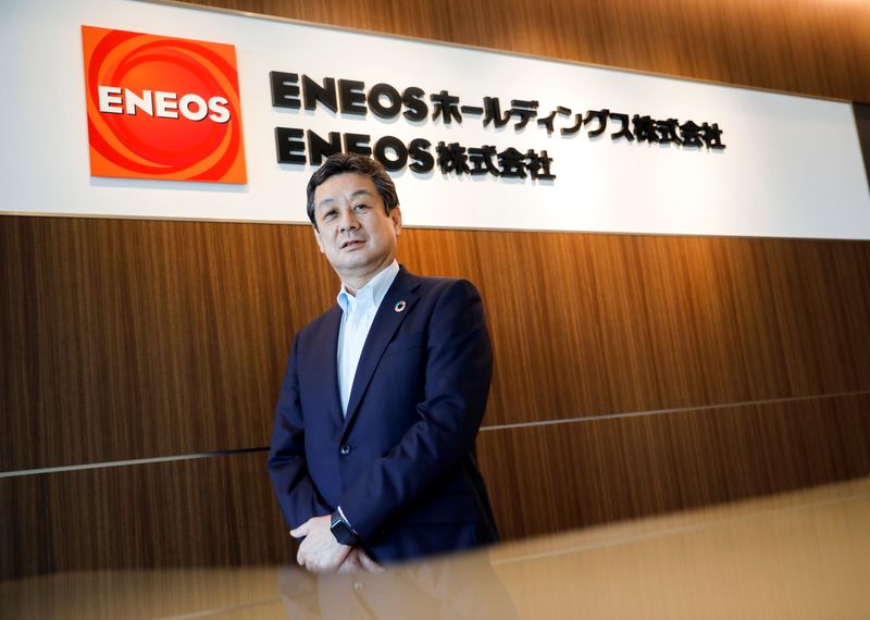 Eneos Holdings President Katsuyuki Ota poses for a photograph during