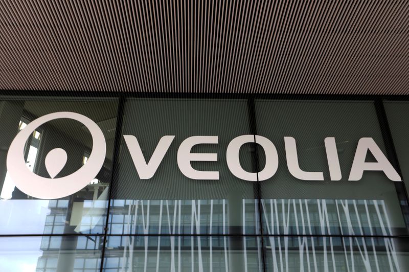 FILE PHOTO: The logo of Veolia is seen in Aubervilliers