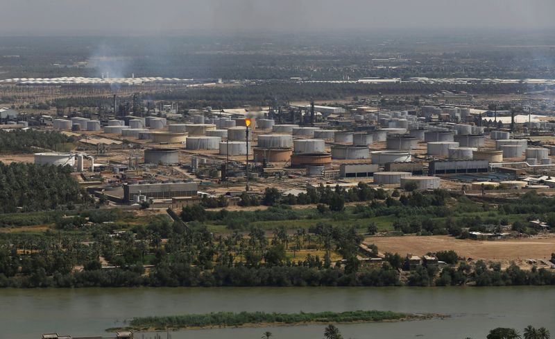 An aerial view of al-Dora oil refinery in Baghdad