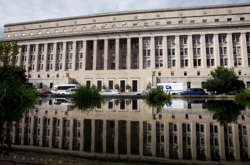The U.S. Interior Department building is shown in Washington