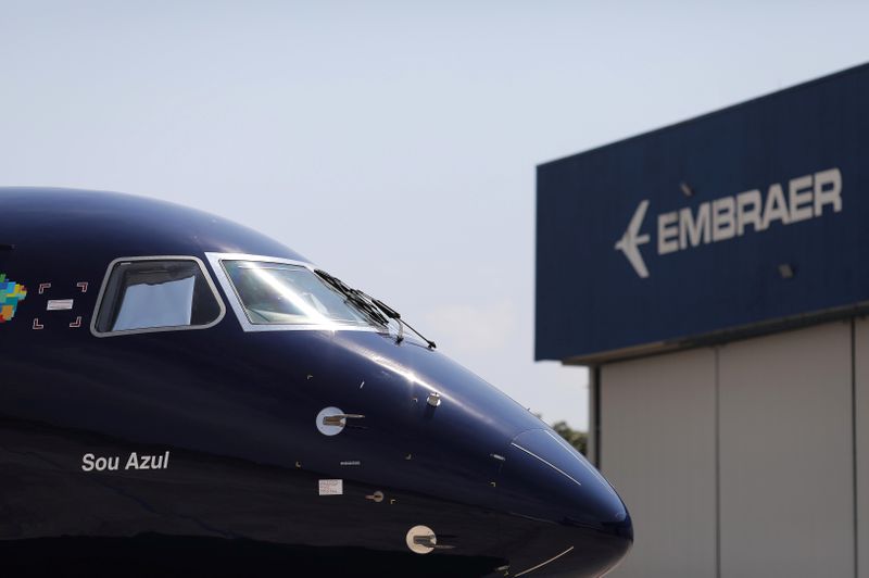 FILE PHOTO: E2-195 plane with Brazil’s No. 3 airline Azul