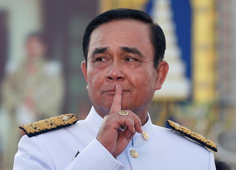 FILE PHOTO: Thailand’s Prime Minister Prayuth Chan-ocha reacts while taking