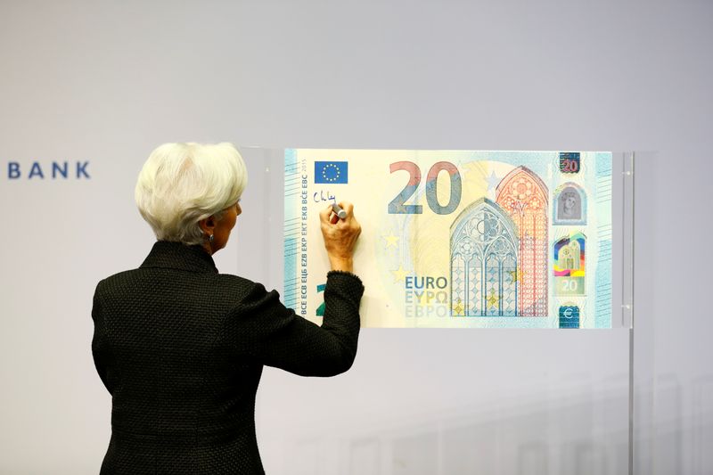 FILE PHOTO: European Central Bank (ECB) President Lagarde gives a