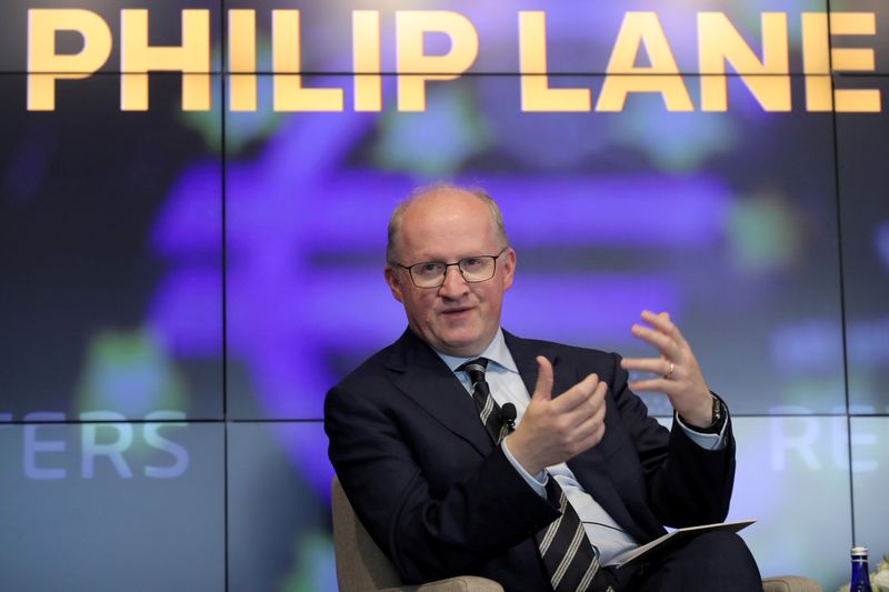 FILE PHOTO: European Central Bank Chief Economist Philip Lane speaks