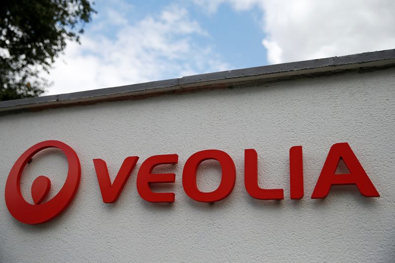 A Veolia logo is seen at the Veolia Household Waste