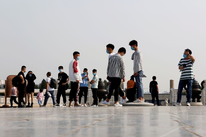 Visitors are seen at the Temple of Heaven in Beijing