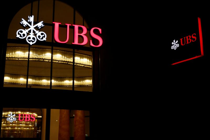 FILE PHOTO: Logo of Swiss bank UBS is seen in