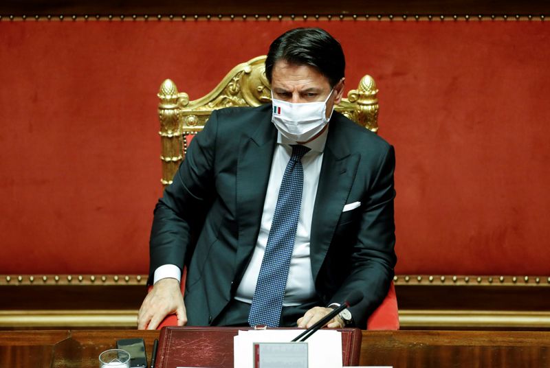 FILE PHOTO: Italian PM Conte attends a session of the