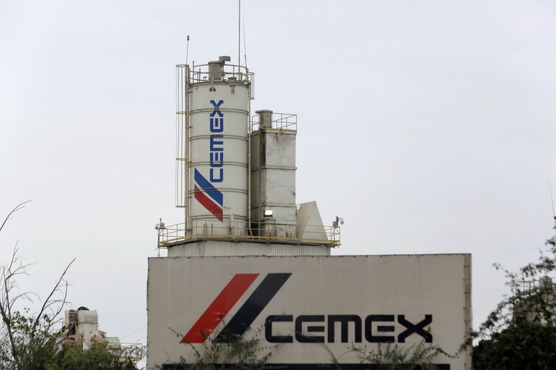 Cement silo of Mexican cement maker CEMEX is pictured at