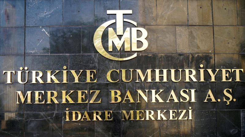 FILE PHOTO: A logo of Turkey’s Central Bank is pictured