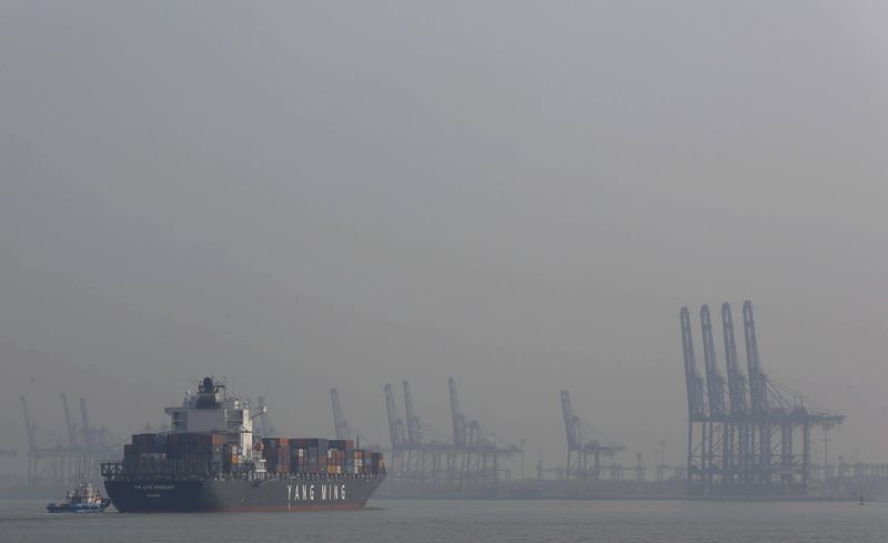 A ship approaches the terminal at Port Klang, near Kuala