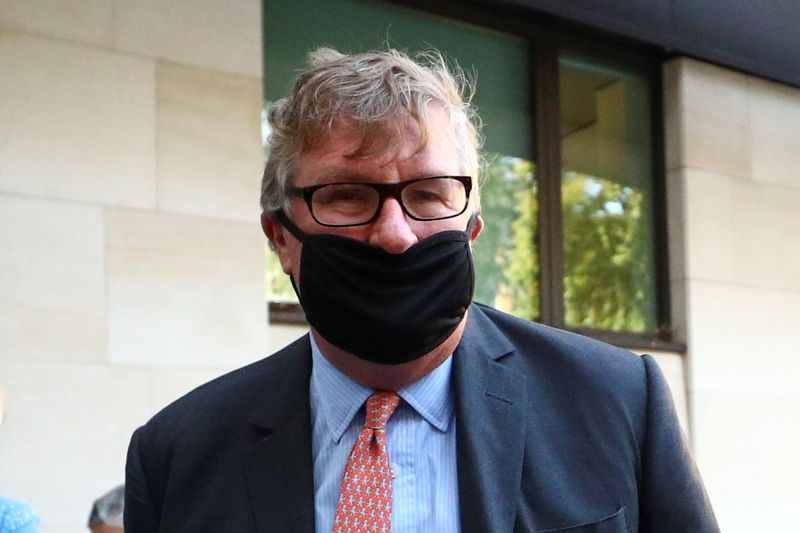 Britain’s Crispin Odey arrives at Westminster Magistrates Court in London