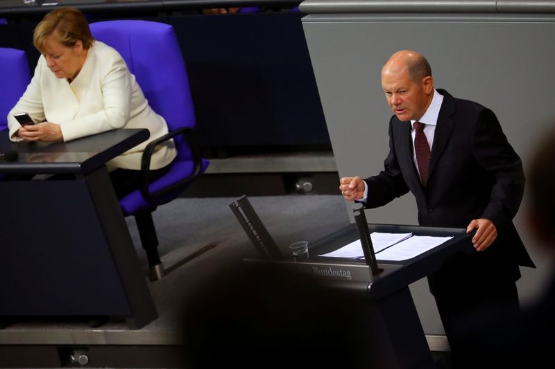 German Finance Minister Olaf Scholz attends a session of the