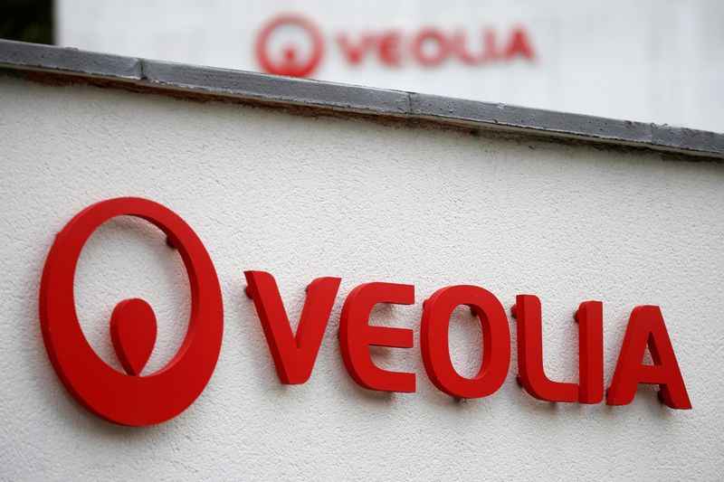A Veolia logo is seen at the Veolia Household Waste