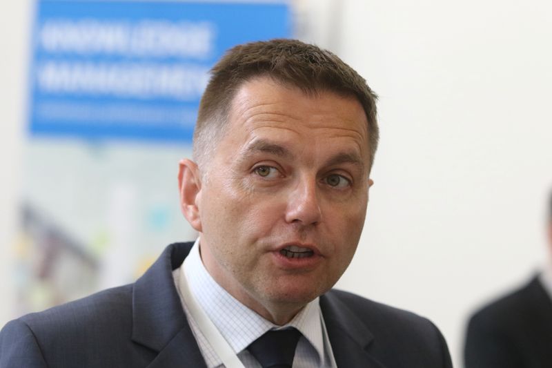 Slovakia’s Finance Minister Peter Kazimir attends the European Bank for