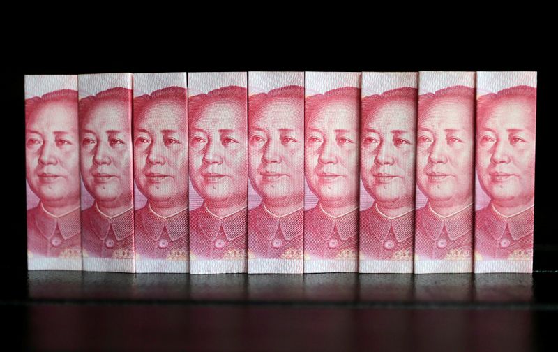 Picture illustration taken in Beijing shows Chinese 100 yuan banknotes