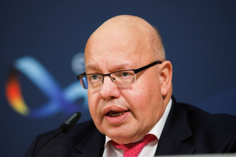 German Economy Minister Peter Altmaier speaks to the media in
