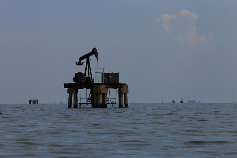 An oil pumpjack is seen at Lake Maracaibo in Lagunillas