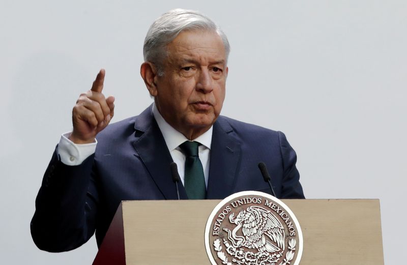 FILE PHOTO: Mexico’s President Andres Manuel Lopez Obrador delivers his