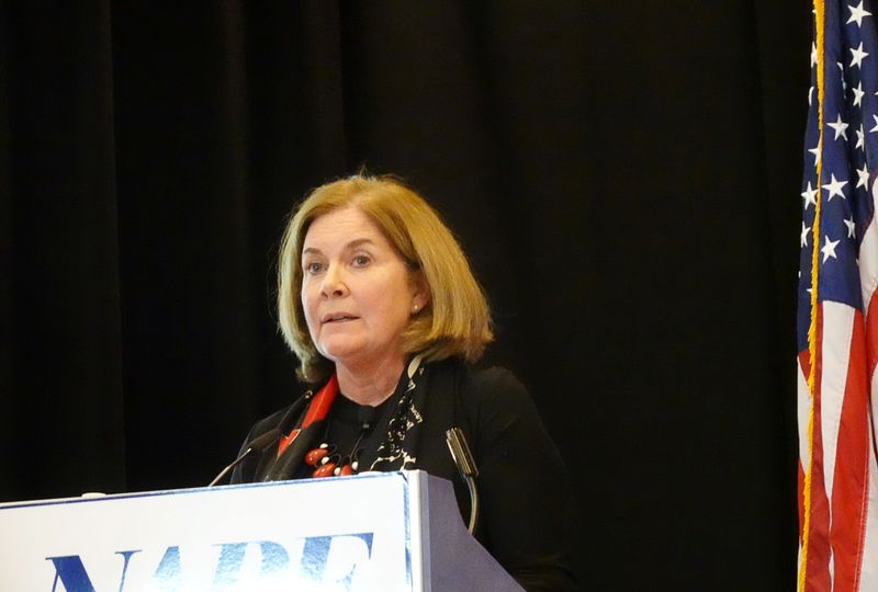 Kansas City Federal Reserve Bank President Esther George addresses the