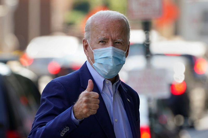 FILE PHOTO: Joe Biden gives a thumbs up in Delaware