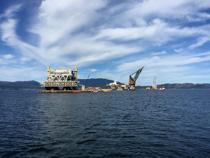A general view of the drilling platform at Johan Sverdrup