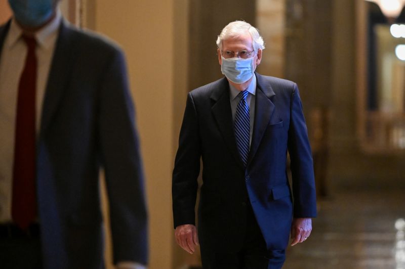 U.S. Senate Majority Leader McConnell walks through the U.S. Capitol