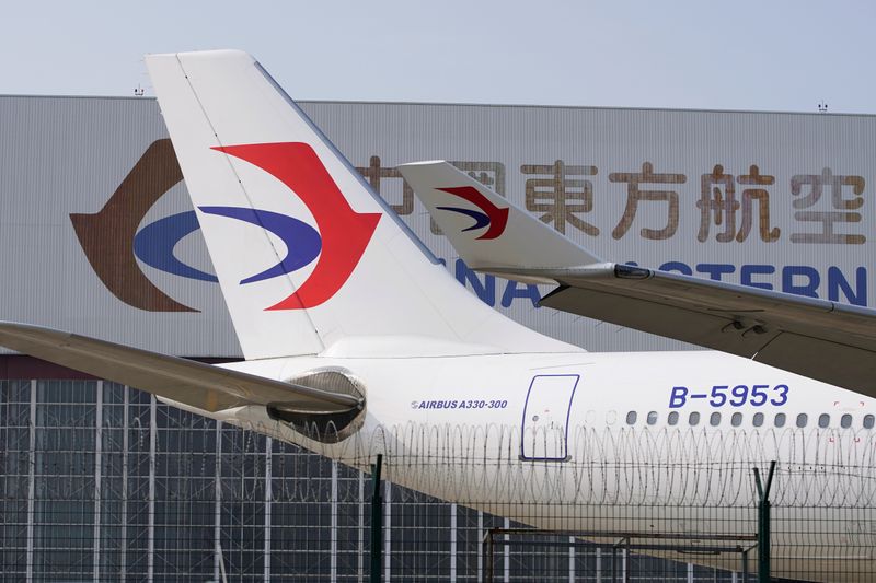 A China Eastern Airlines aircraft is seen parked on the