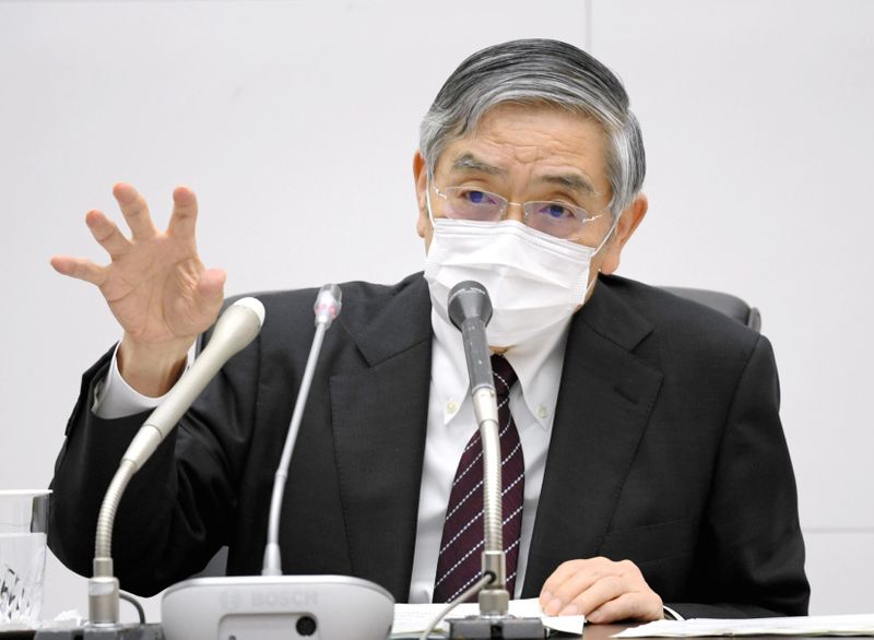Bank of Japan Governor Haruhiko Kuroda wearing a protective face