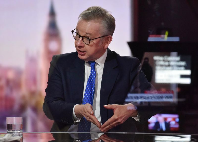 Britain’s Chancellor of the Duchy of Lancaster Michael Gove appears