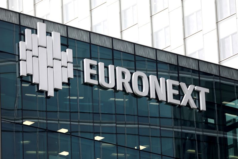 FILE PHOTO: The logo of stock market operator Euronext is