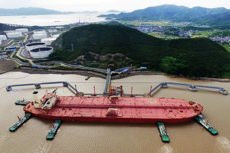 Oil tanker is seen at a crude oil terminal in