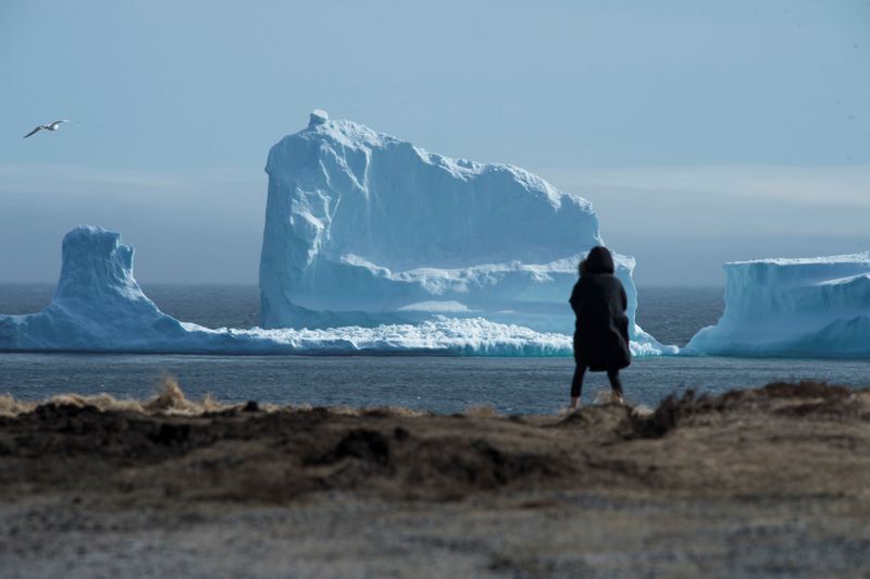 Resident views the first iceberg of the season as it