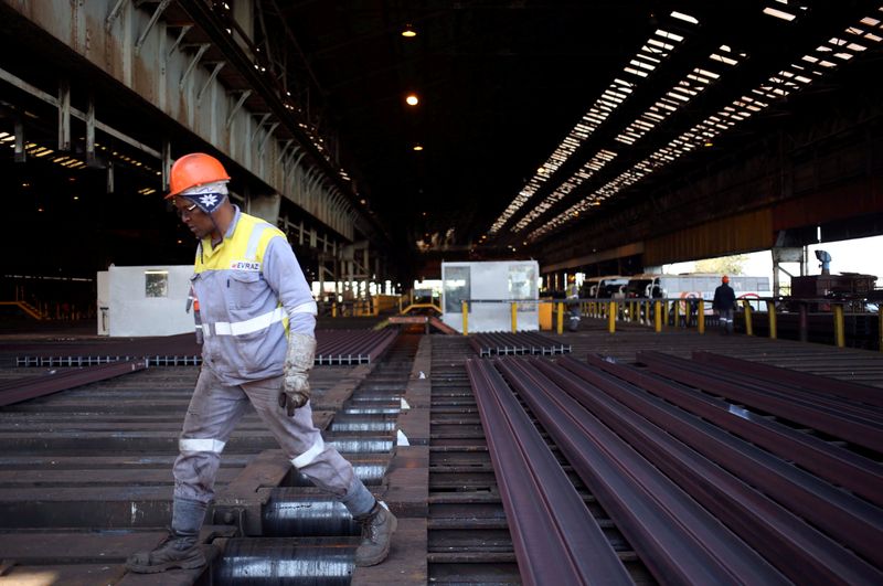 FILE PHOTO: A worker is seen at a Highveld Steel