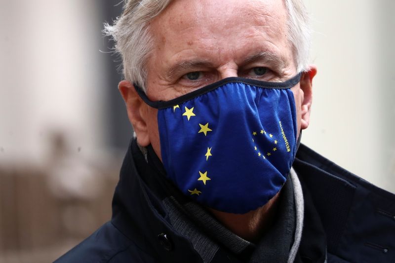 European Union’s Brexit negotiator Michel Barnier walks at Westminster in