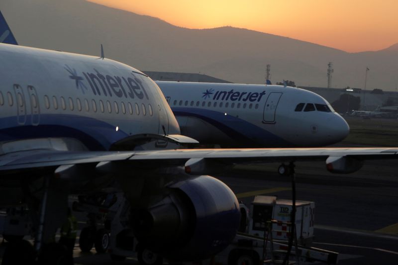 FILE PHOTO: Interjet Airbus A320 aircraft are seen on the