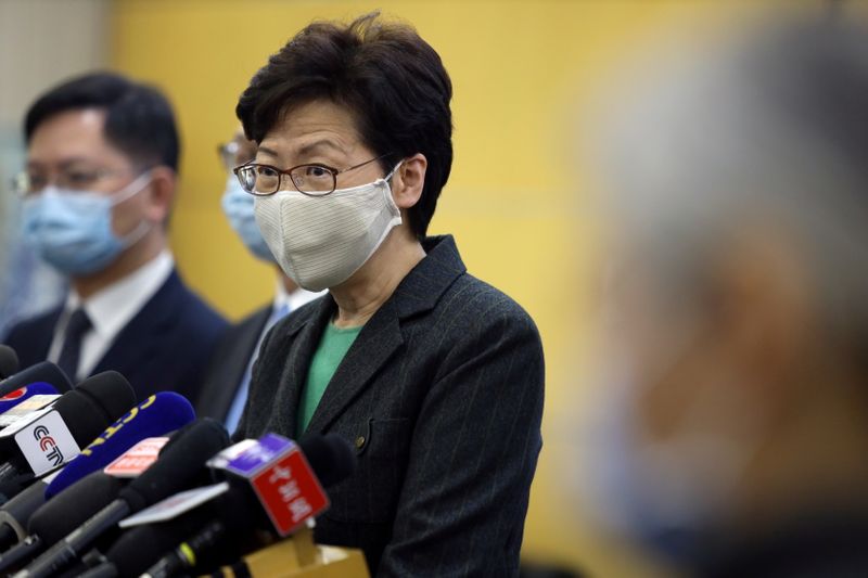 Hong Kong Chief Executive Carrie Lam holds a news conference