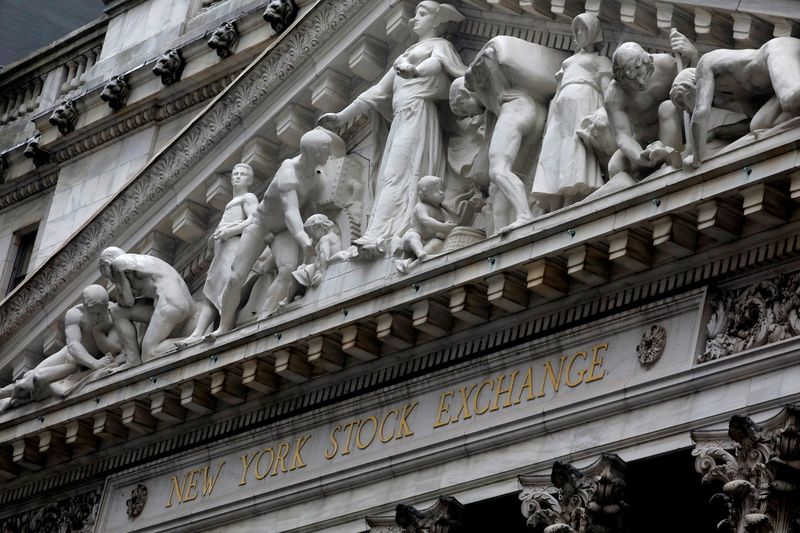 The facade of the New York Stock Exchange is pictured