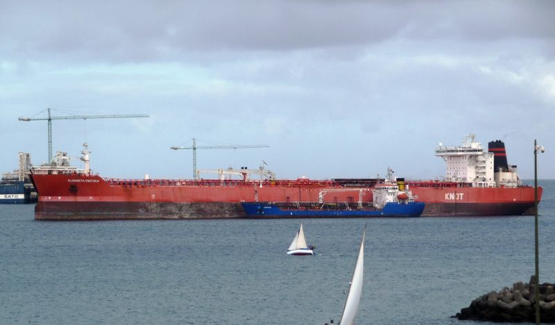 Oil tanker Elisabeth Knutsen, later relabeled as “Knut”, is seen