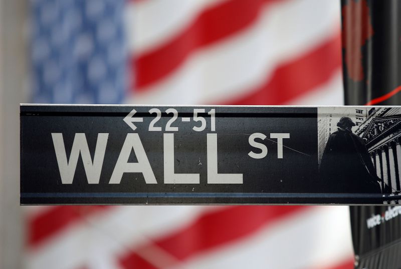 FILE PHOTO: A sign for Wall Street is seen with