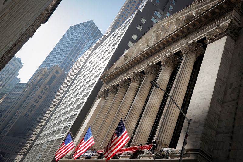 The front facade of the NYSE is seen in New