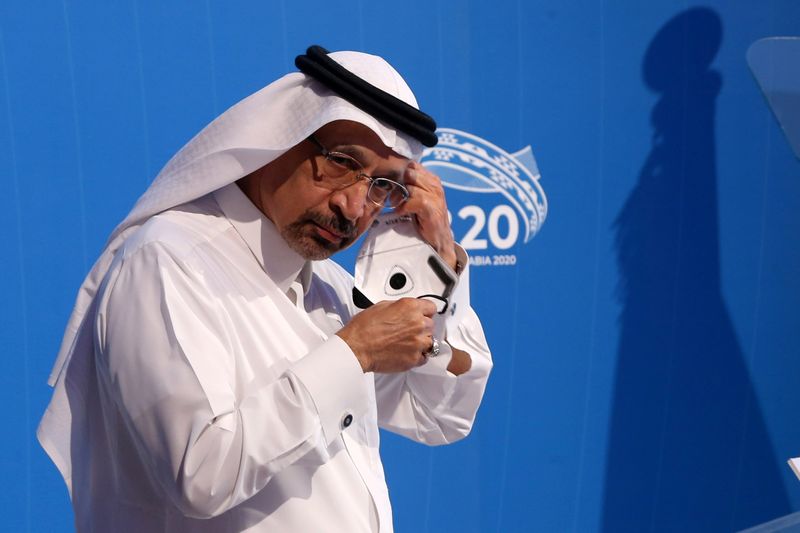 FILE PHOTO: Saudi Arabian Investment Minister Khalid al-Falih, adjusts a